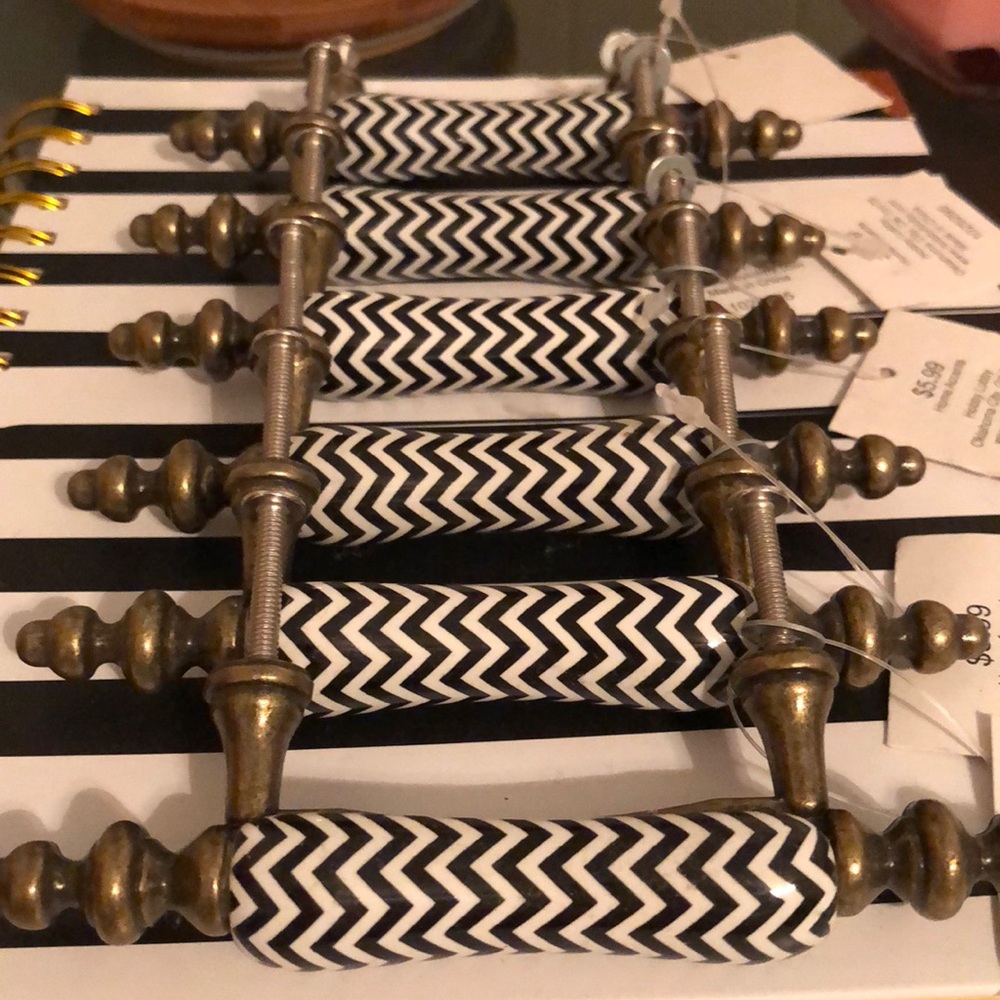 Brass Chevron Accent Dresser Handles